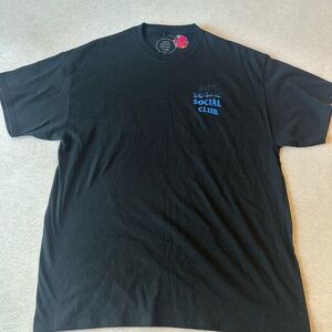 Anti Social Social Club Black Tee with Blue Logo
